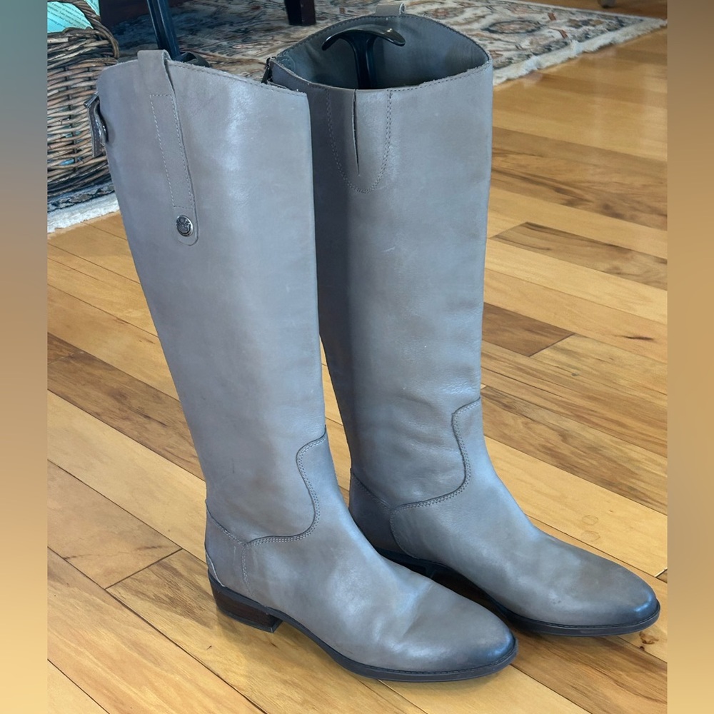 Sam Edelman Penny Leather Riding Boots in Gray